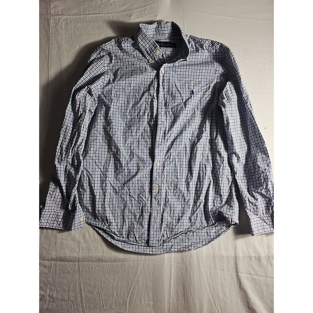 Polo Ralph Lauren Men's Plaid Button Down Shirt Long Sleeve Cotton Blue size L